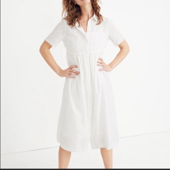Madewell Dresses & Skirts - Madewell Clip Dot Midi Shirtdress in White Size Small